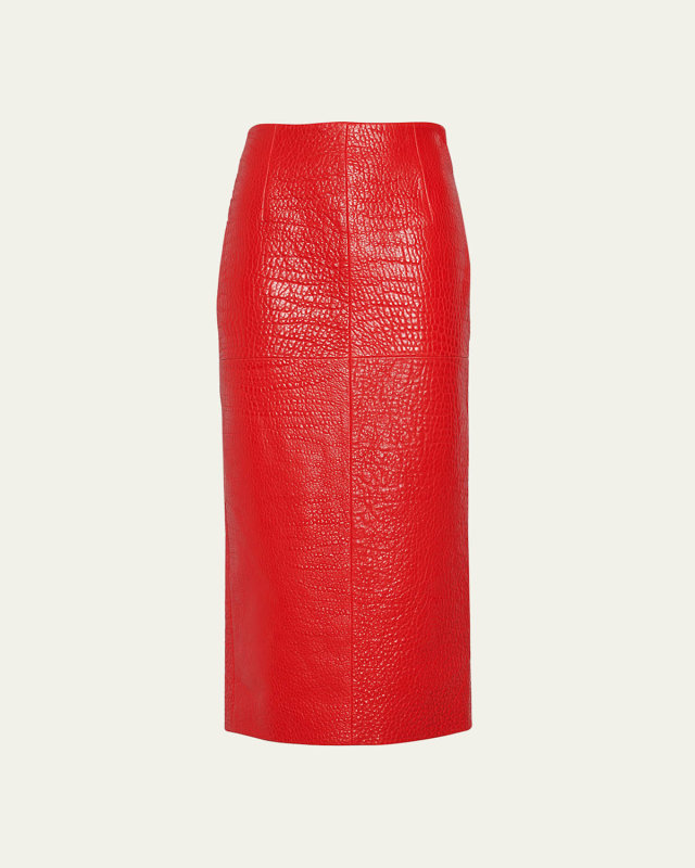 Pencil Midi Napa Leather Skirt